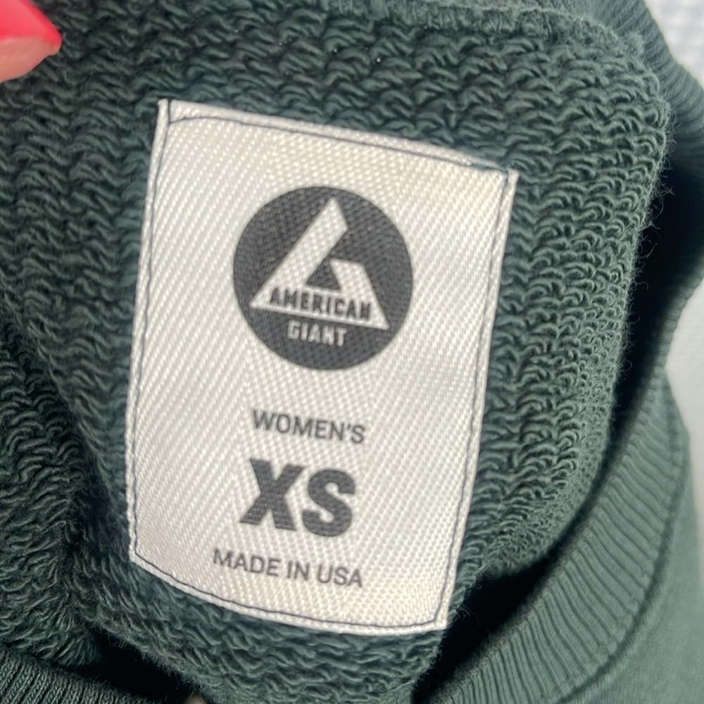 American Giant Crewneck Sweatshirt Crew Neck Fleece Cotton Green Sz XS - Picture 7 of 10